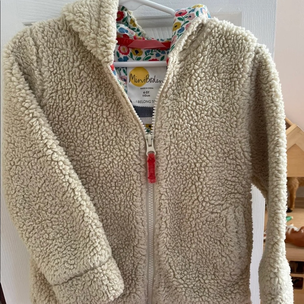 Mini boden bear hooded jacket 4t